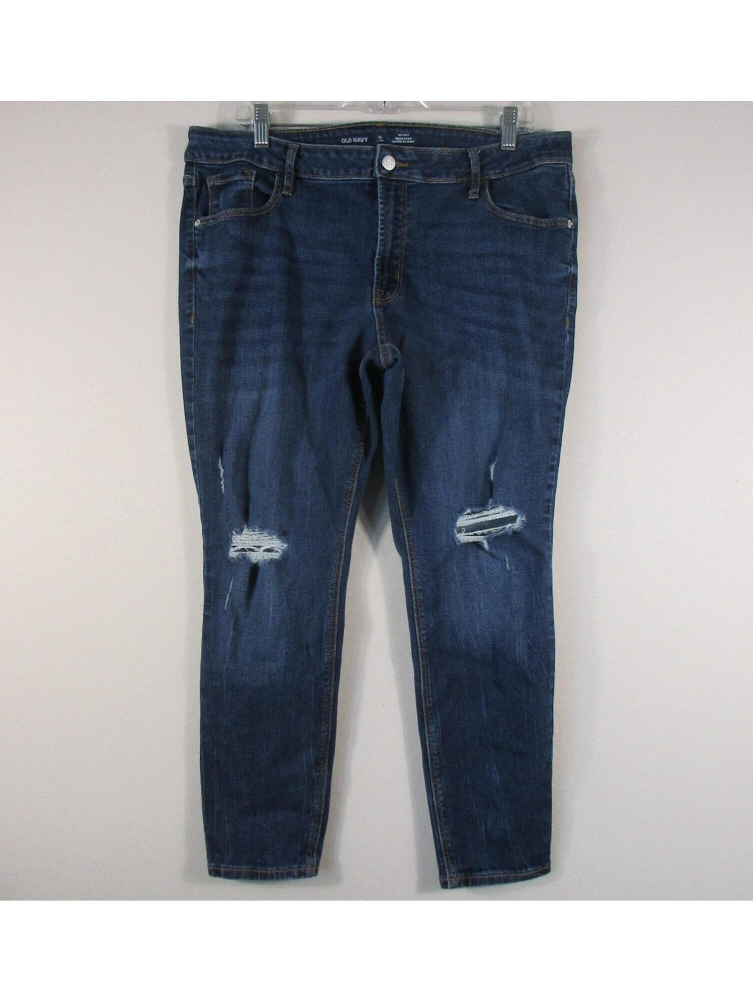 Old Navy Womens High Waist Rockstar Super Skinny Jeans Distressed Size 16 Blue